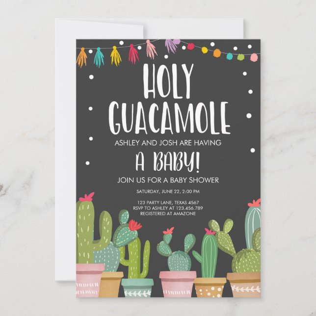 Santa Guacamole Fiesta Invitación Baby Shower (Anverso)