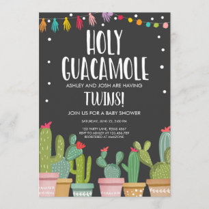 Santa Guacamole Fiesta Twins Invitación de Baby Sh