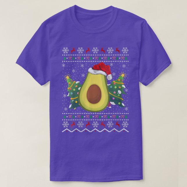 Santa Hat Avocado Ugly Christmas Sweater Fruit Lov (Diseño del anverso)
