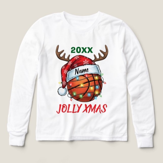  Santa Hat Basketball Reindeer Christmas Fun Sport (Diseño frontal)