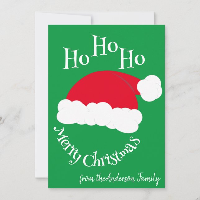 Santa Hat Ho Ho Ho Feliz Navidad Verde Rojo (Anverso)