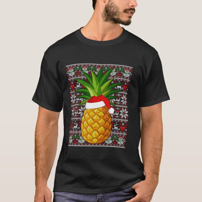 Santa Hat Navidades feos Sweater Pineapple Fruit L (Anverso)