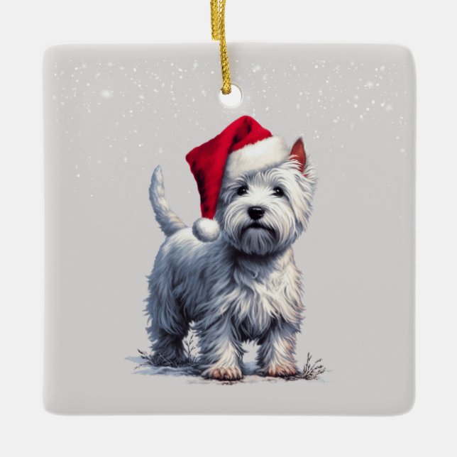 Santa hat Westie en el adorno de nieve (Anverso)