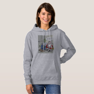 Santa In Jail mujeres sudaderas grises encapuchada