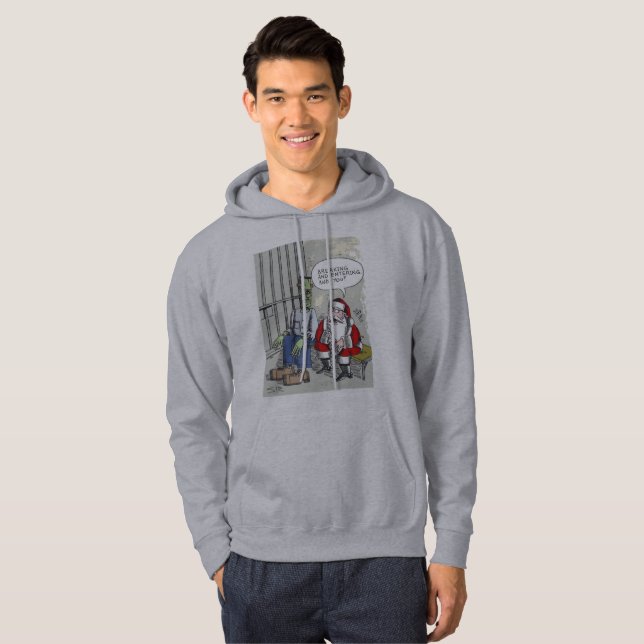 Santa In Jail sudadera gris encapuchada (Anverso completo)