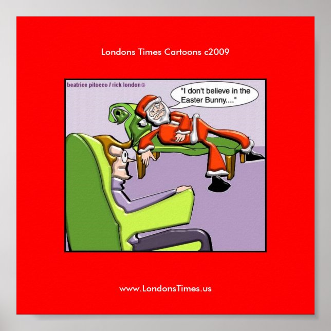 Santa In Therapy Funny Navidades Posters (Frente)