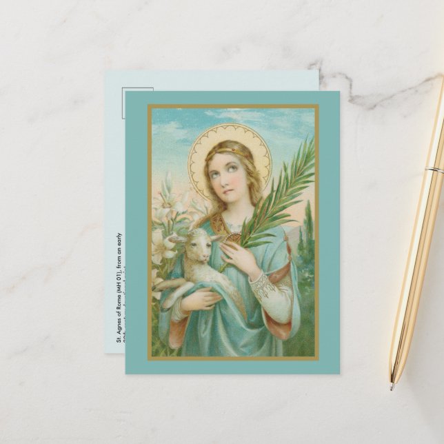 Santa Inés de Roma (MH 01) Postal (Anverso/Reverso In Situ)