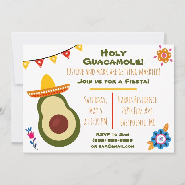 Santa Invitación de Guacamole Fiesta (Anverso)