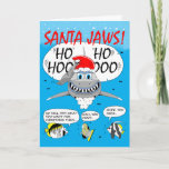 ¡SANTA JAWS! Tarjeta de saludo de los navidades. D<br><div class="desc">¡Santa Jaws dice HO HO!</div>