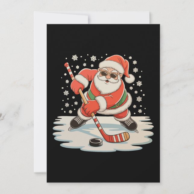 Santa Jugando al Hockey sobre Hielo Navidad Navida (Anverso)