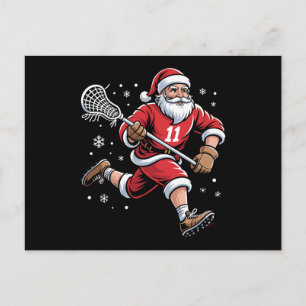 Santa jugando lacrosse Navidad vacaciones nieve Na