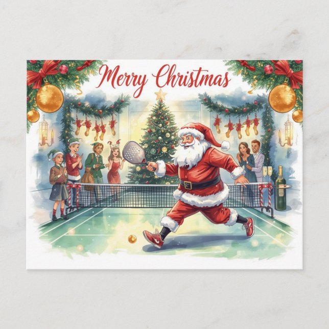 Santa jugando pickleball en una fiesta de Navidad (Anverso)