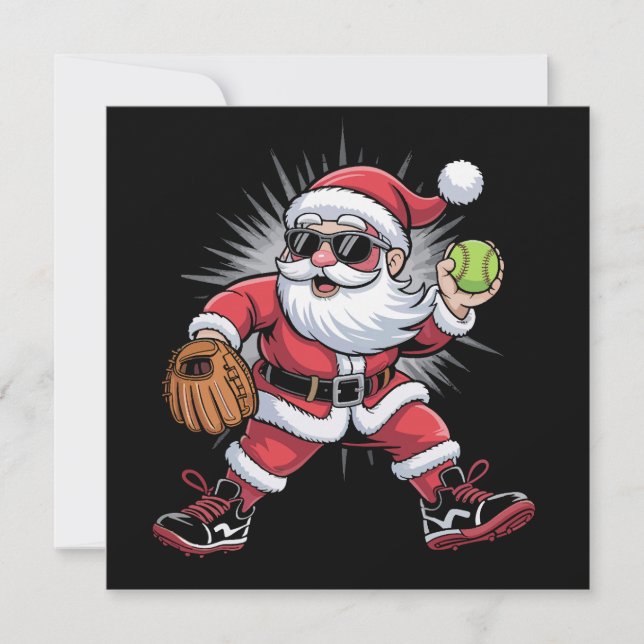Santa jugando softball como lanzador Navidad Depor (Anverso)