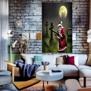 Santa la cazadora zombie Poster de arte de IA