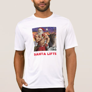 Santa levanta la camiseta blanca