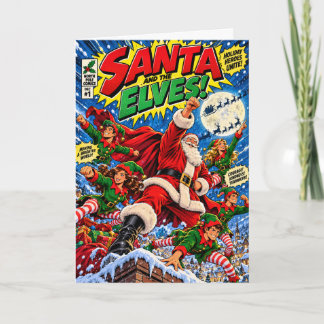 Santa & Los Elfos Tarjeta de Navidad de Superhéroe