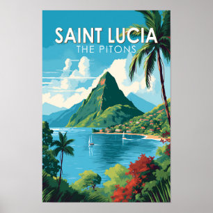 Santa Lucía The Pitons Arte de Viaje Vintage