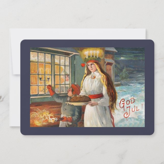 Santa Lucía y niño llevando pan de azafrán (Anverso)