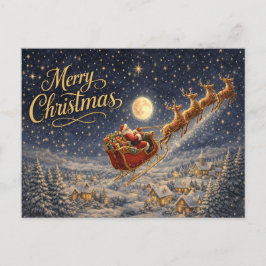 Santa Mágico de Oro Noche Cielo Feliz Navidad
