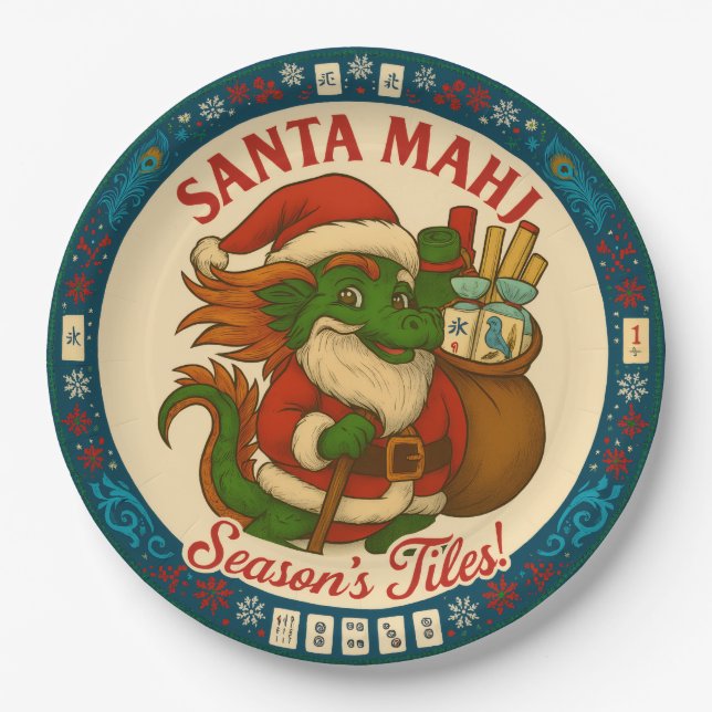Santa Mahj! Platos de Papel  (Anverso)