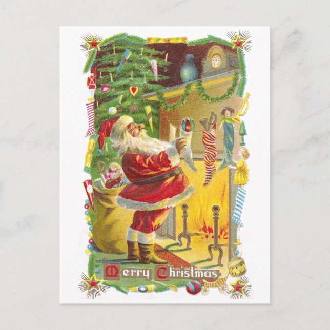Santa, medias y estrellas Navidad vintage (Anverso)