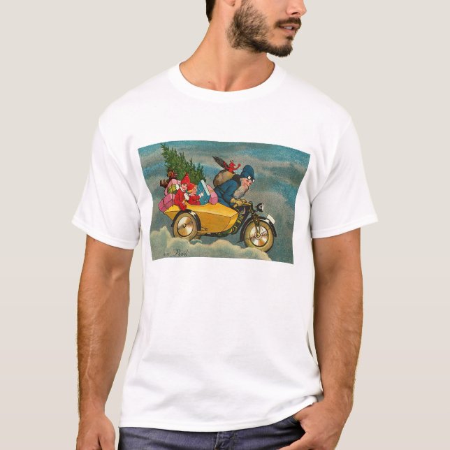 Santa monta una motocicleta - camisa (Anverso)