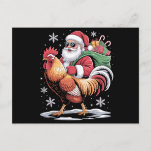 Santa montando gallo granja de Navidad gallina Nav