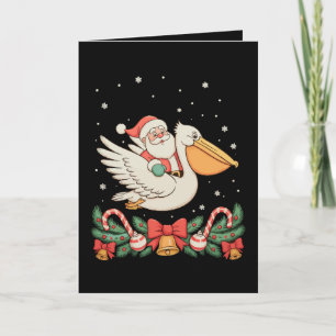 Santa montando pájaro pelícano Navidad Xmas vacaci