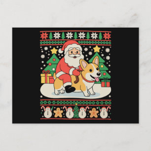 Santa montando perro Corgi feo Navidad Xmas vacaci