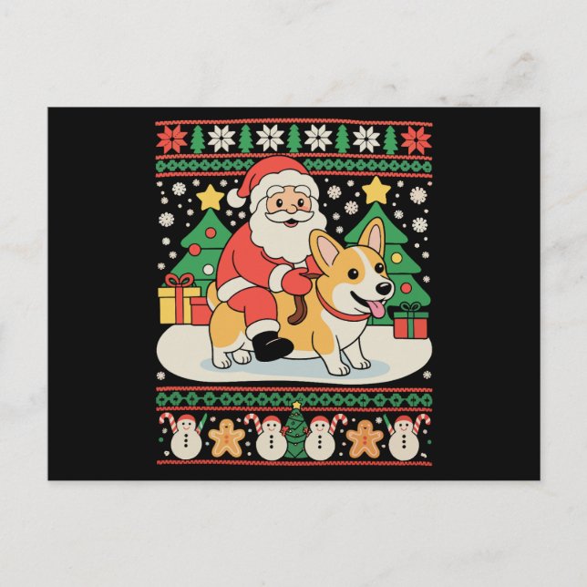 Santa montando perro Corgi feo Navidad Xmas vacaci (Anverso)