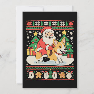 Santa montando perro Corgi feo Navidad Xmas vacaci