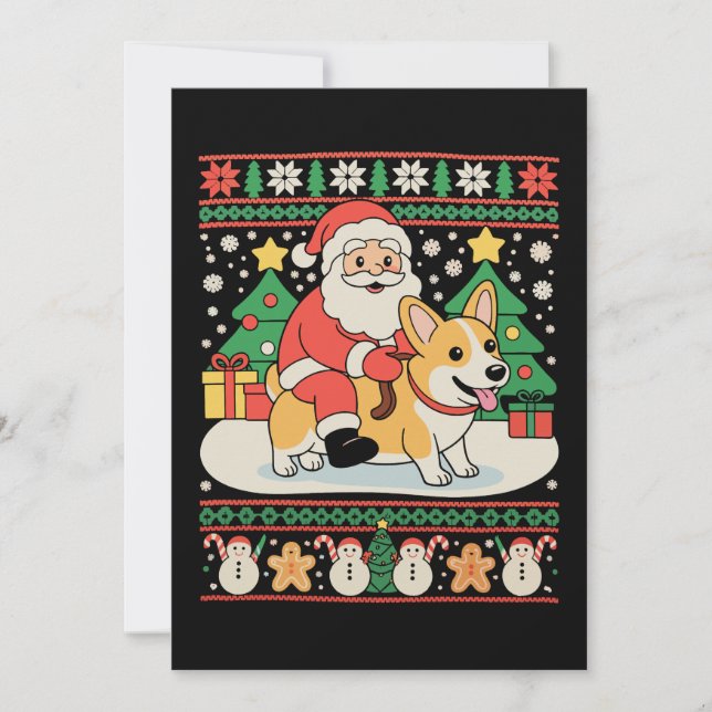 Santa montando perro Corgi feo Navidad Xmas vacaci (Anverso)