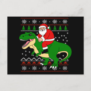 Santa montando T Rex Navidad Dinosaurio feo de Nav