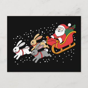 Santa montando trineo conejo Navidad Xmas Familia