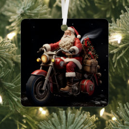 Santa montando un adorno navideño Harley