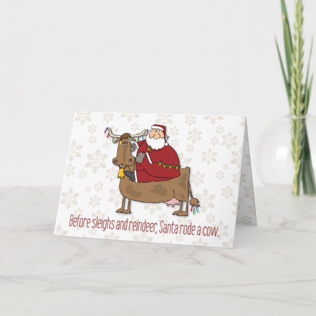 Santa montó navidad divertido de una vaca (Anverso)