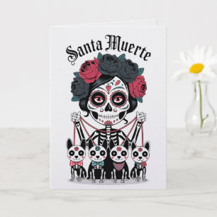 Santa Muerte Tarjeta Vintage Día de Muertos
