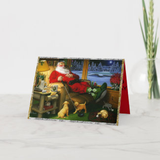 Santa Napping después del golf en una tarjeta de N
