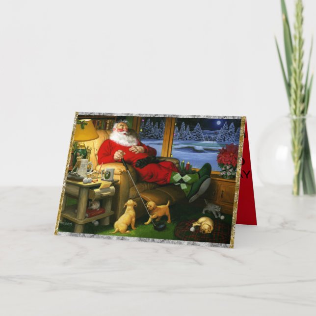 Santa Napping después del golf en una tarjeta de N (Anverso)