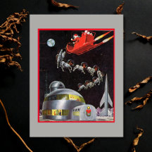 Santa Navidad Vintage y Reno en el Espacio