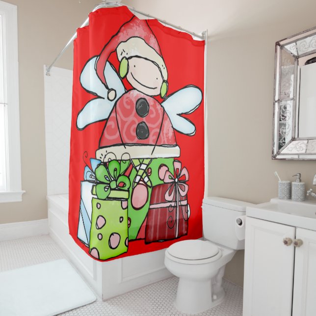 Santa Navidades Cortina de Ducha Rojo (In situ)