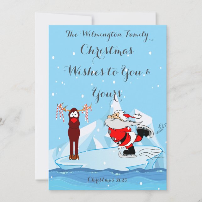 Santa no puede patinar la tarjeta de felicitación  (Anverso)