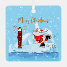 Santa no puede patinar Navidades ornamento de árbo