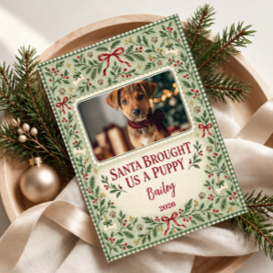 Santa Nos Trajo un Cachorro Foto de Navidad