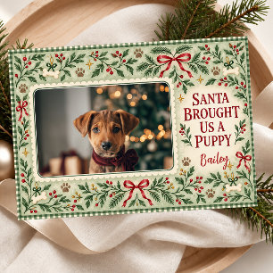 Santa Nos Trajo un Cachorro Foto de Navidad