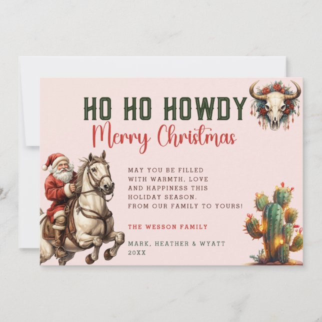 Santa occidental acuarela | tarjeta de Navidad con (Anverso)
