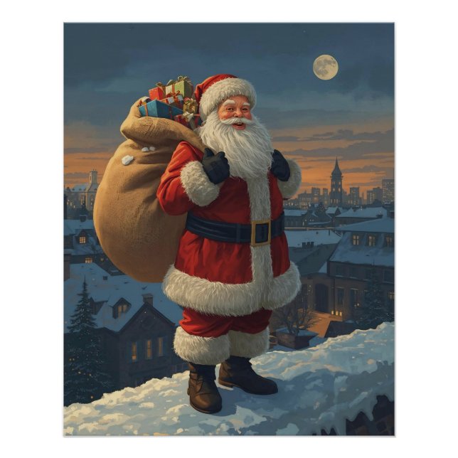 Santa on the Rooftop Poster (Anverso)