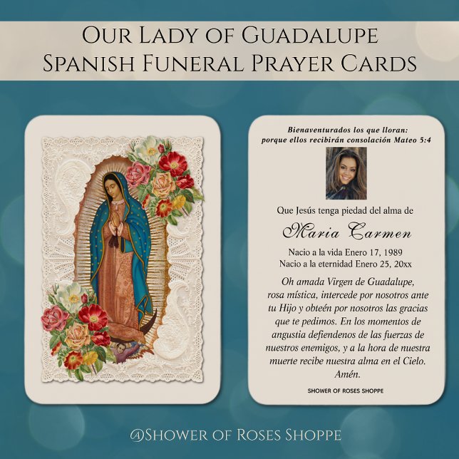 Santa Oración de Nuestra Señora de Guadalupe (Our Lady of Guadalupe, the Blessed Virgin Mary Spanish Funeral Prayer Cards)