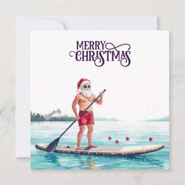 Santa Paddle de Pie — Navidad Costera de Navidad (Anverso)