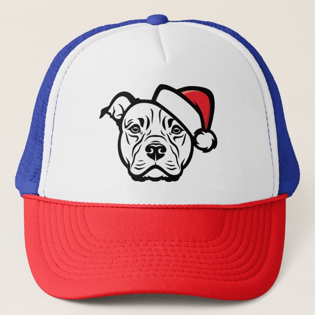 Santa Paws: Perro AmStaff con Sombrero Festivo (Anverso)